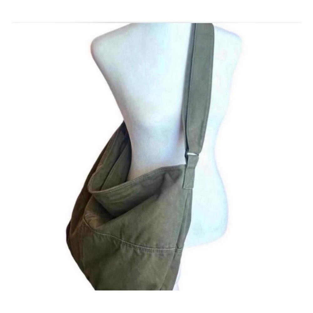 Unisex Large Capacity Green Canvas Crossbody Bag - Brand New!